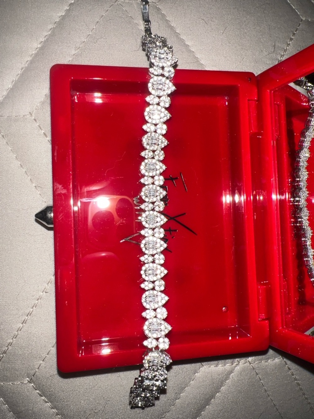 Crystal Tennis Bracelet - Silver Tone